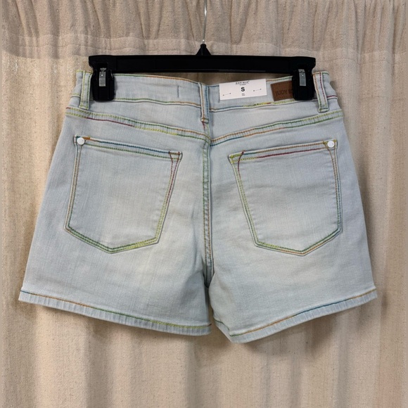 Judy Blue Women's Pastel Denim Shorts With Rainbow Stitching - Picture 2 of 4